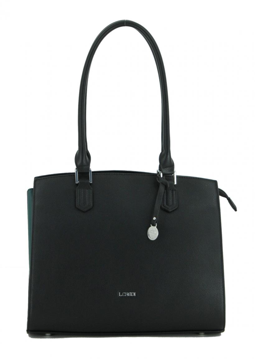 L.Credi Dawn Shoppertasche Henkel schwarz grün rot