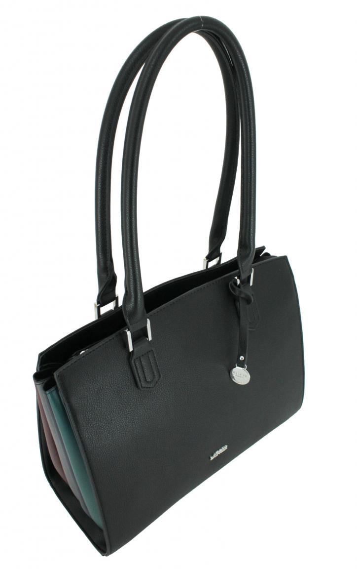 L.Credi Dawn Shoppertasche Henkel schwarz grün rot