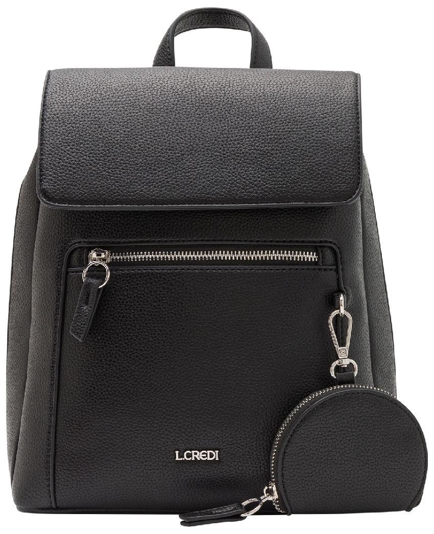 L.Credi Daypack schwarz Ninina klassisch Überschlag Etui