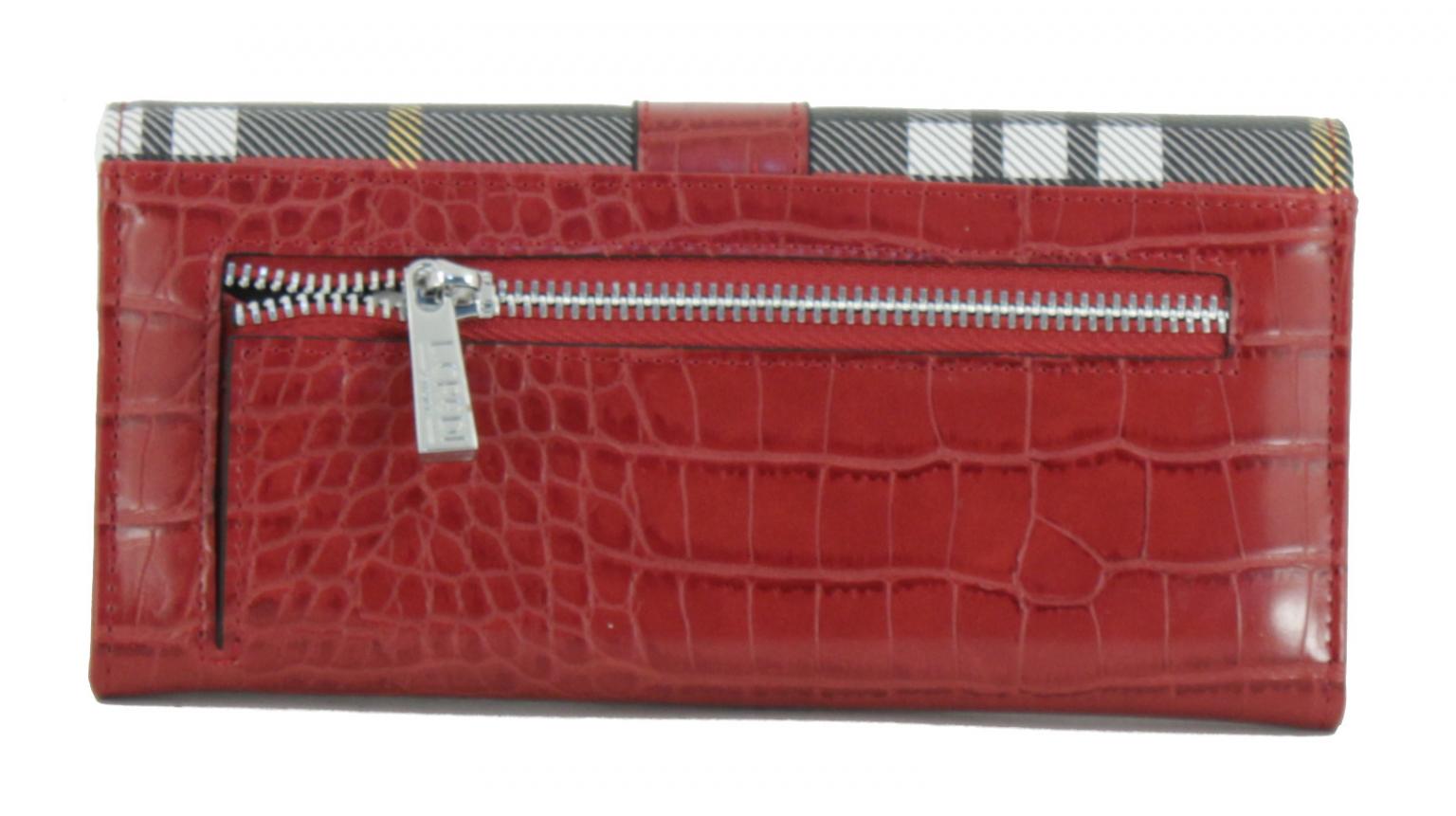 L.Credi Geldbörse Krokoprägung Debby rot RFID-Schutz Karo