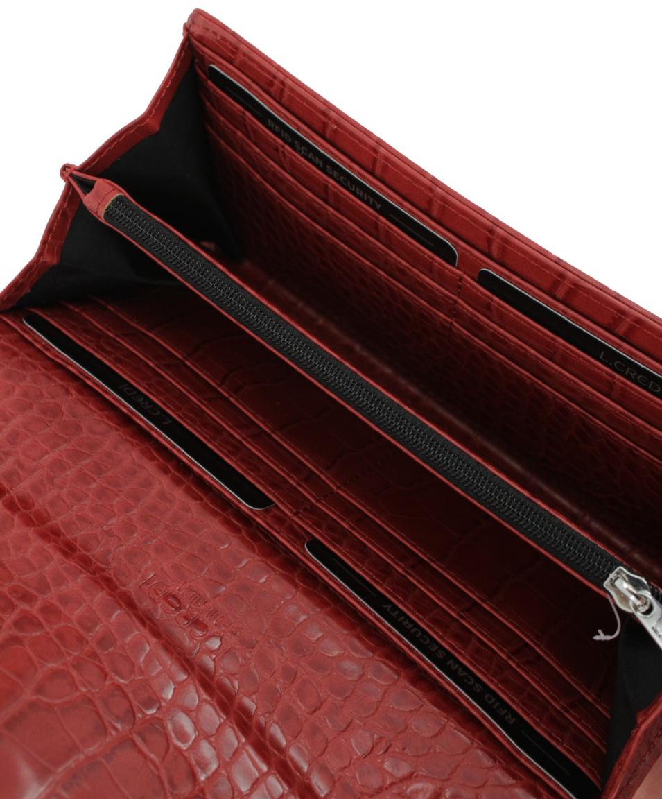 L.Credi Geldbörse Krokoprägung Debby rot RFID-Schutz Karo