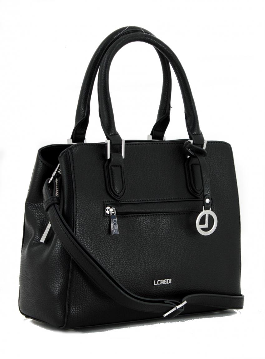 L.Credi Handtasche Electra Schwarz Schultergurt Anhänger