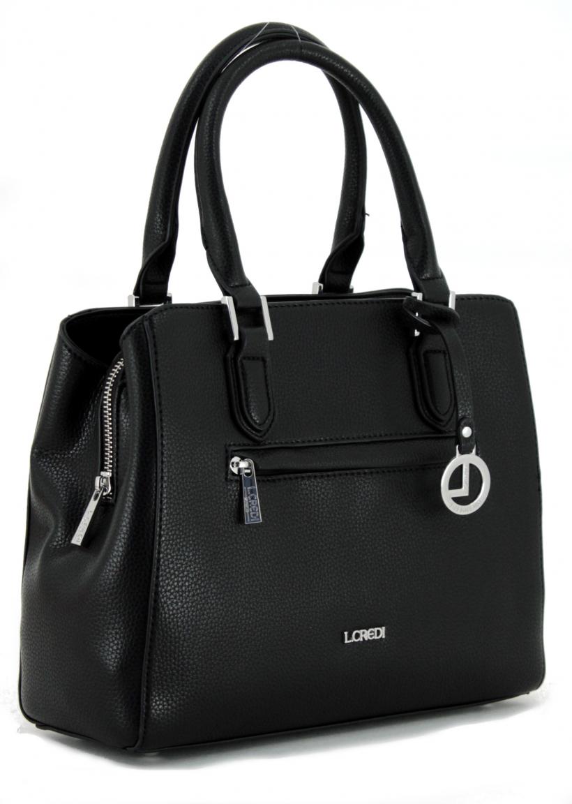 L.Credi Handtasche Electra Schwarz Schultergurt Anhänger
