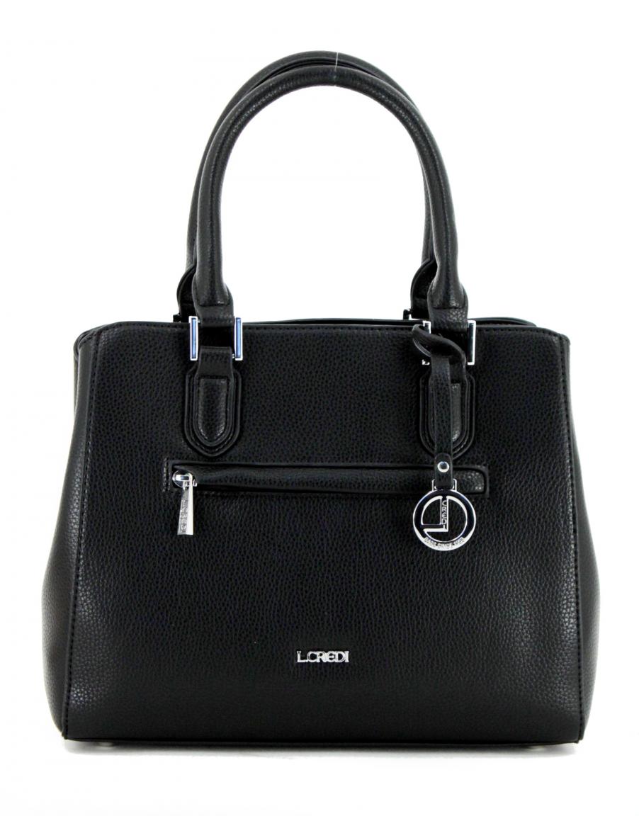 L.Credi Handtasche Electra Schwarz Schultergurt Anhänger