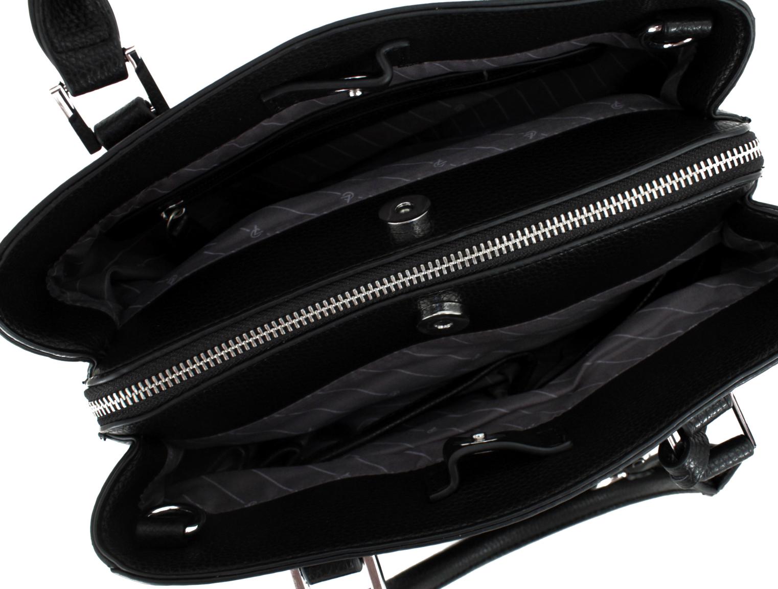L.Credi Handtasche Electra Schwarz Schultergurt Anhänger