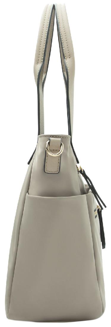 L.Credi Handtasche Nylon taupe Sand beige Materialmix