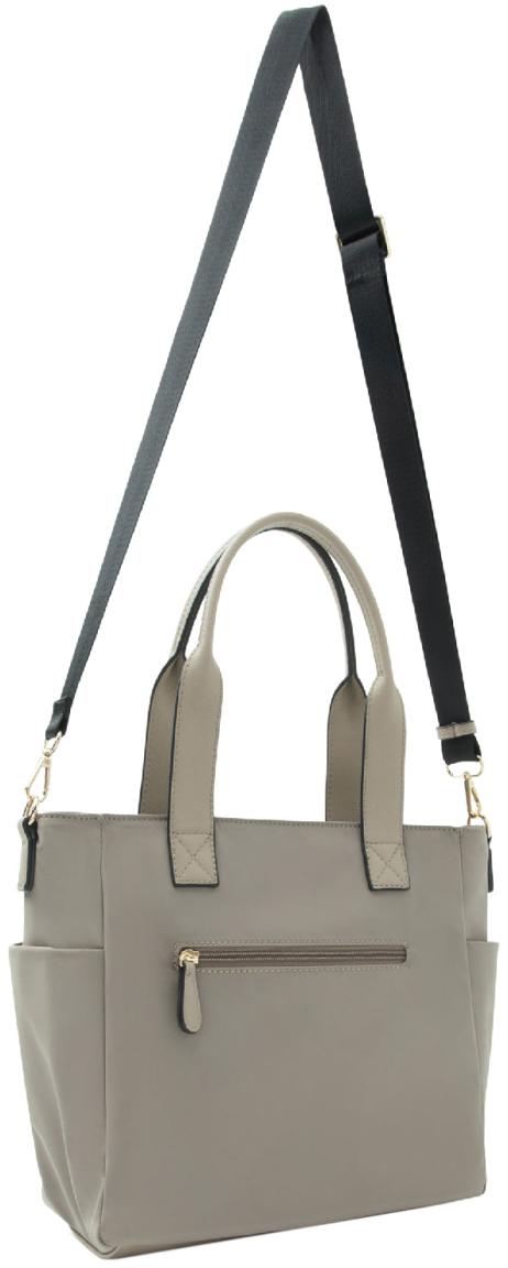L.Credi Handtasche Nylon taupe Sand beige Materialmix