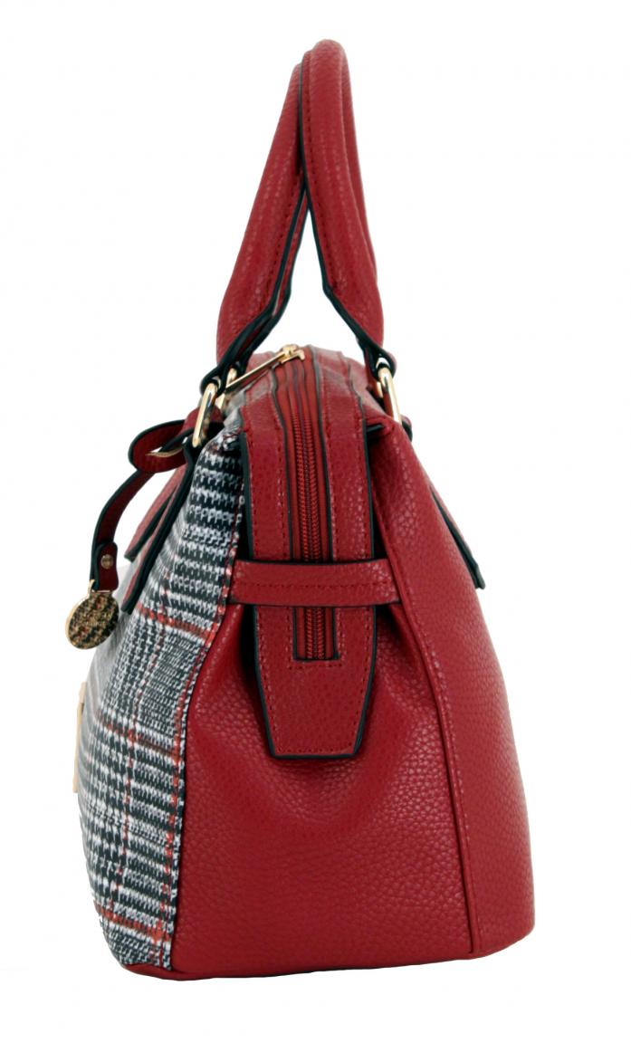 L.Credi Henkeltasche Berendine rot Hahnentritt