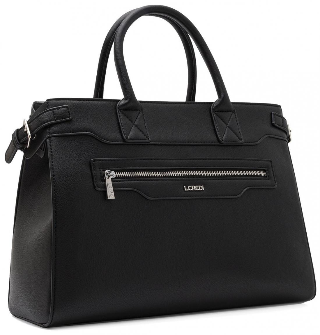L.Credi Henkeltasche Business Olisa Schwarz vegan