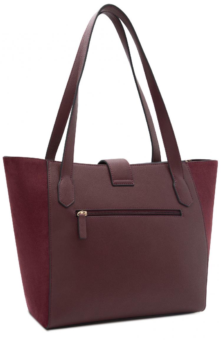 L.Credi Henkeltasche Petrina Materialmix Velour Wine Red