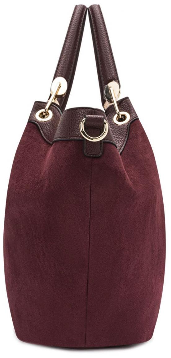 L.Credi Kurzgrifftasche Pheline Wine Materialmix Samtoptik