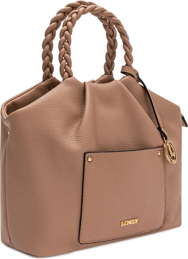 L.Credi Kurzgrifftasche mit Flechthenkel Mia Schwarz 