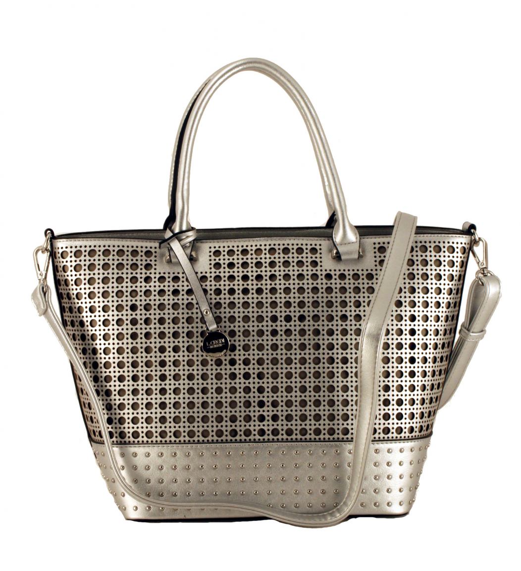 L.Credi Milla Henkeltasche Synthetik Lochmuster Silber