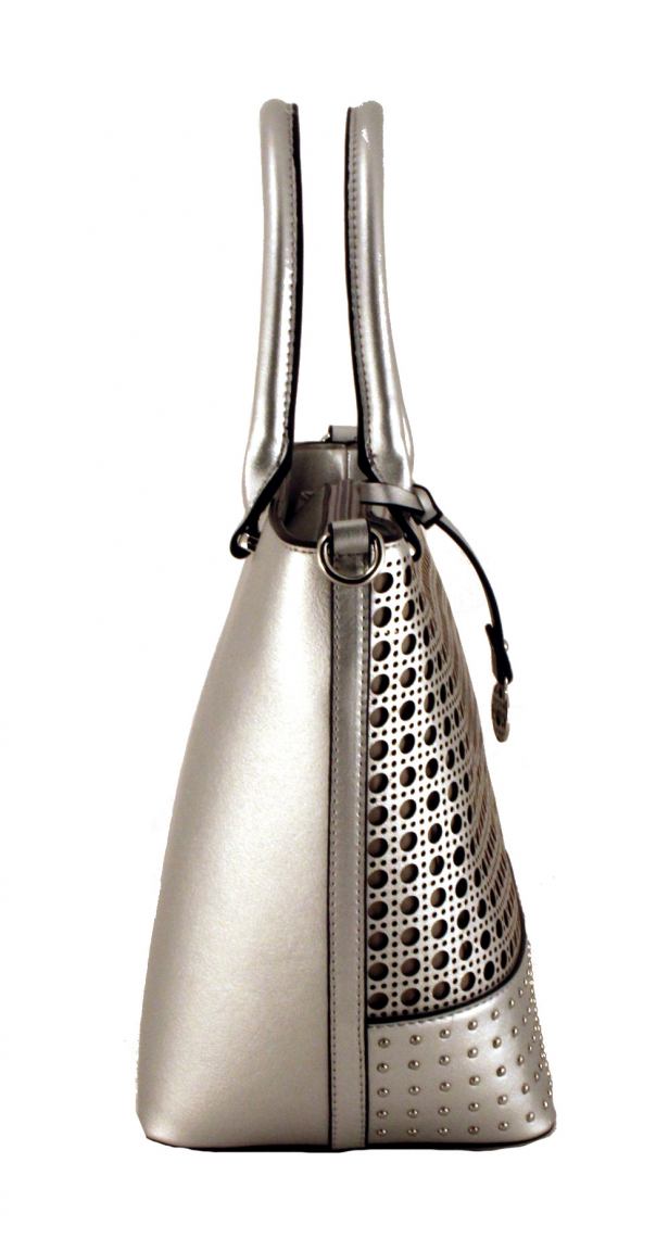 L.Credi Milla Henkeltasche Synthetik Lochmuster Silber