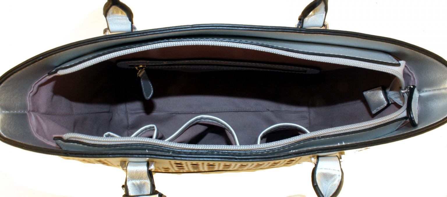 L.Credi Milla Henkeltasche Synthetik Lochmuster Silber