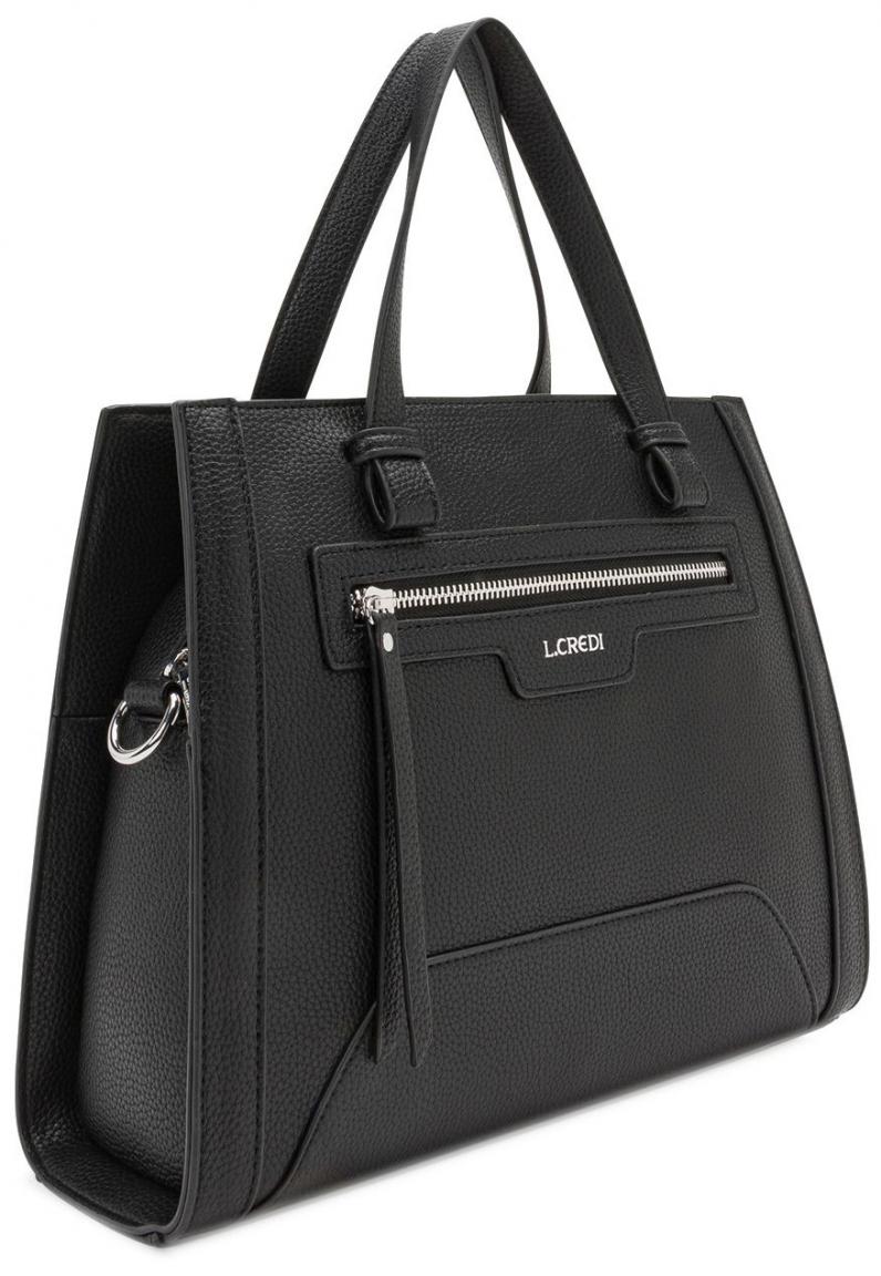 L.Credi Oana Kurzgrifftasche Crossbody Schwarz vegan