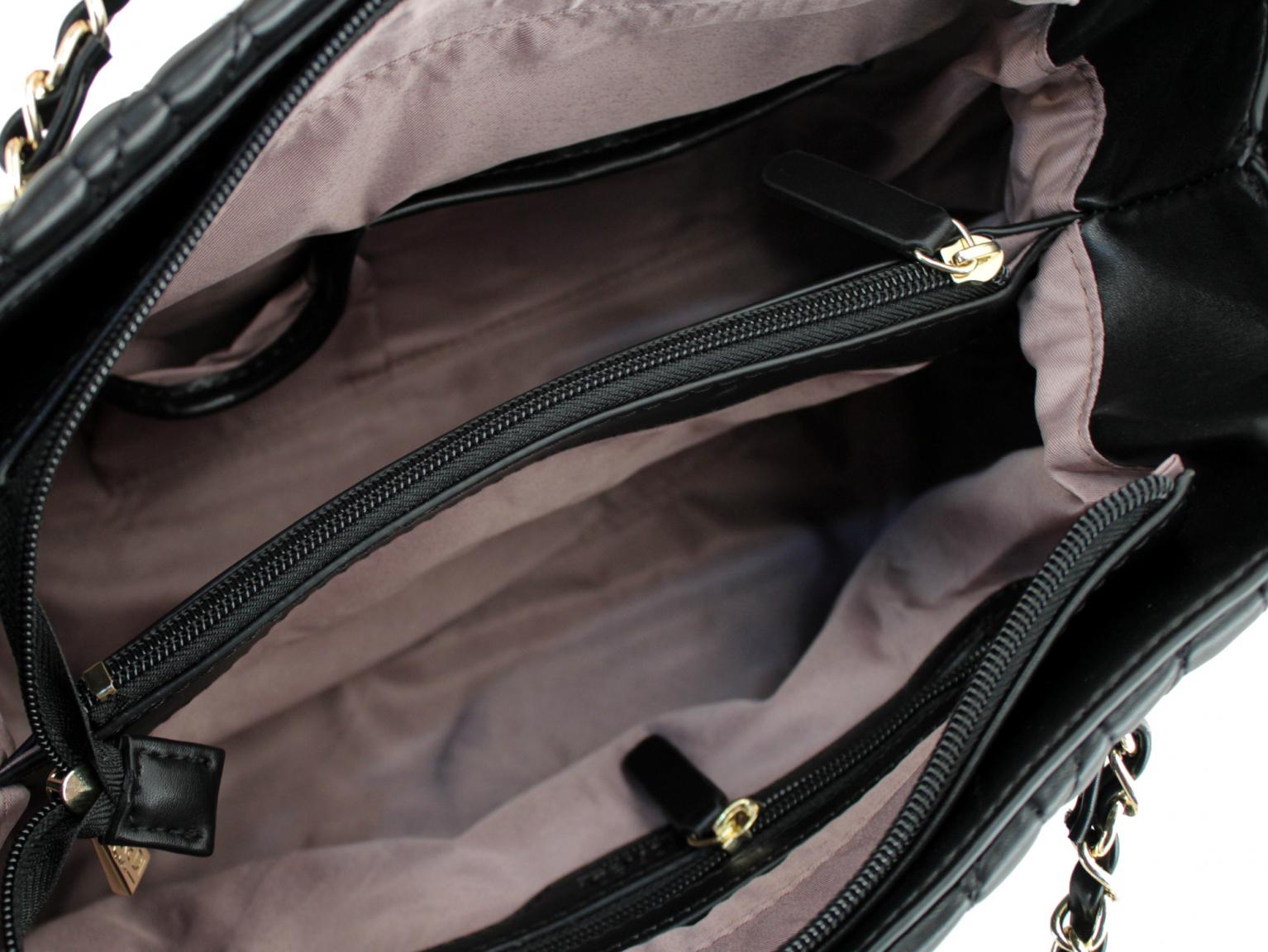 L.Credi Schultertasche Cora Steppnähte weiß Metallkette