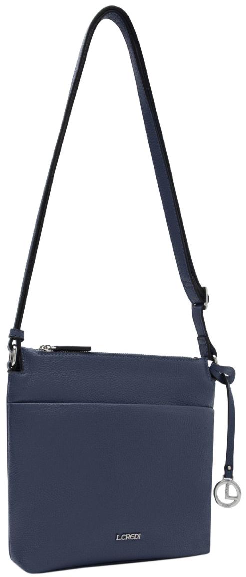 L.Credi Schultertasche Dusty Blue vegan Ella blau Anhänger