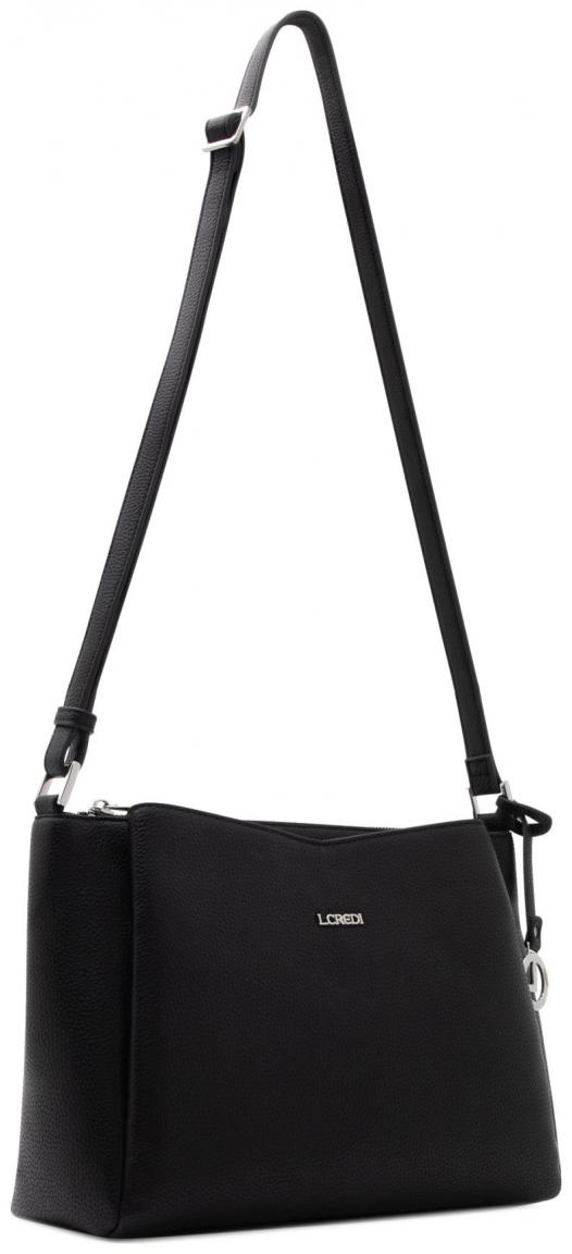 L.Credi Schultertasche Klassiker Schwarz Nele vegan