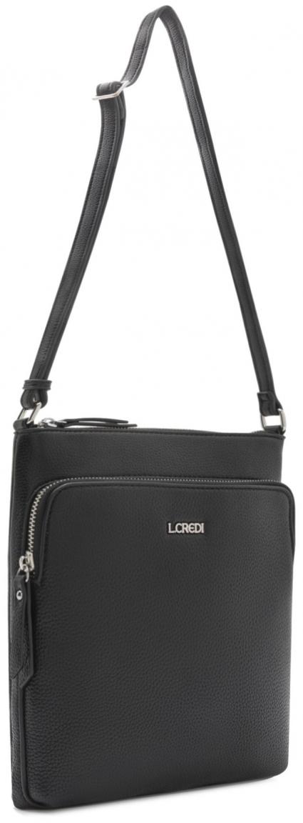 L.Credi Schultertasche Olla klassisch Schwarz vegan