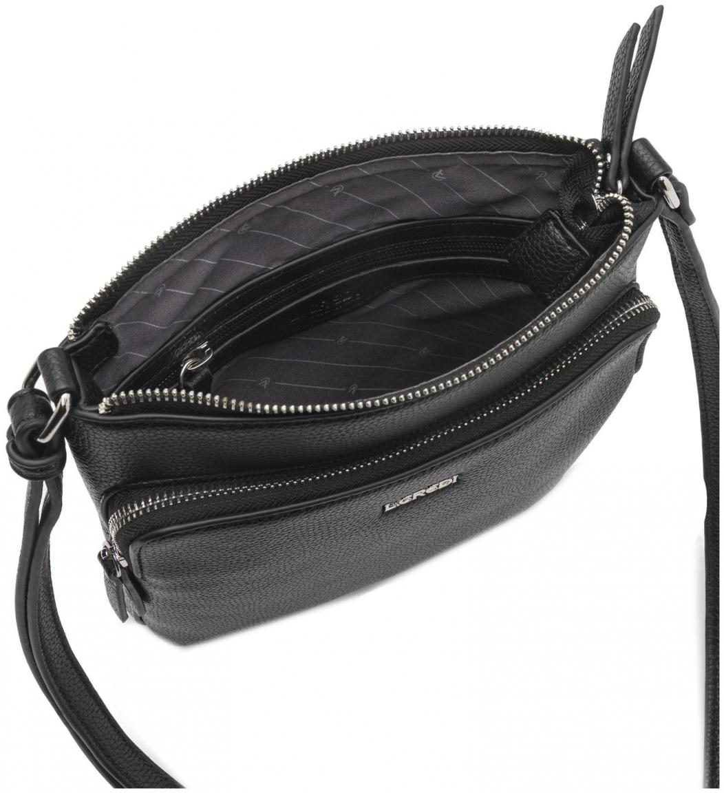 L.Credi Schultertasche Olla klassisch Schwarz vegan