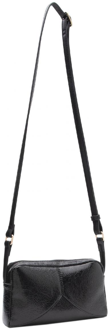 L.Credi Schultertasche schwarz gekrinkelt Lack Phia