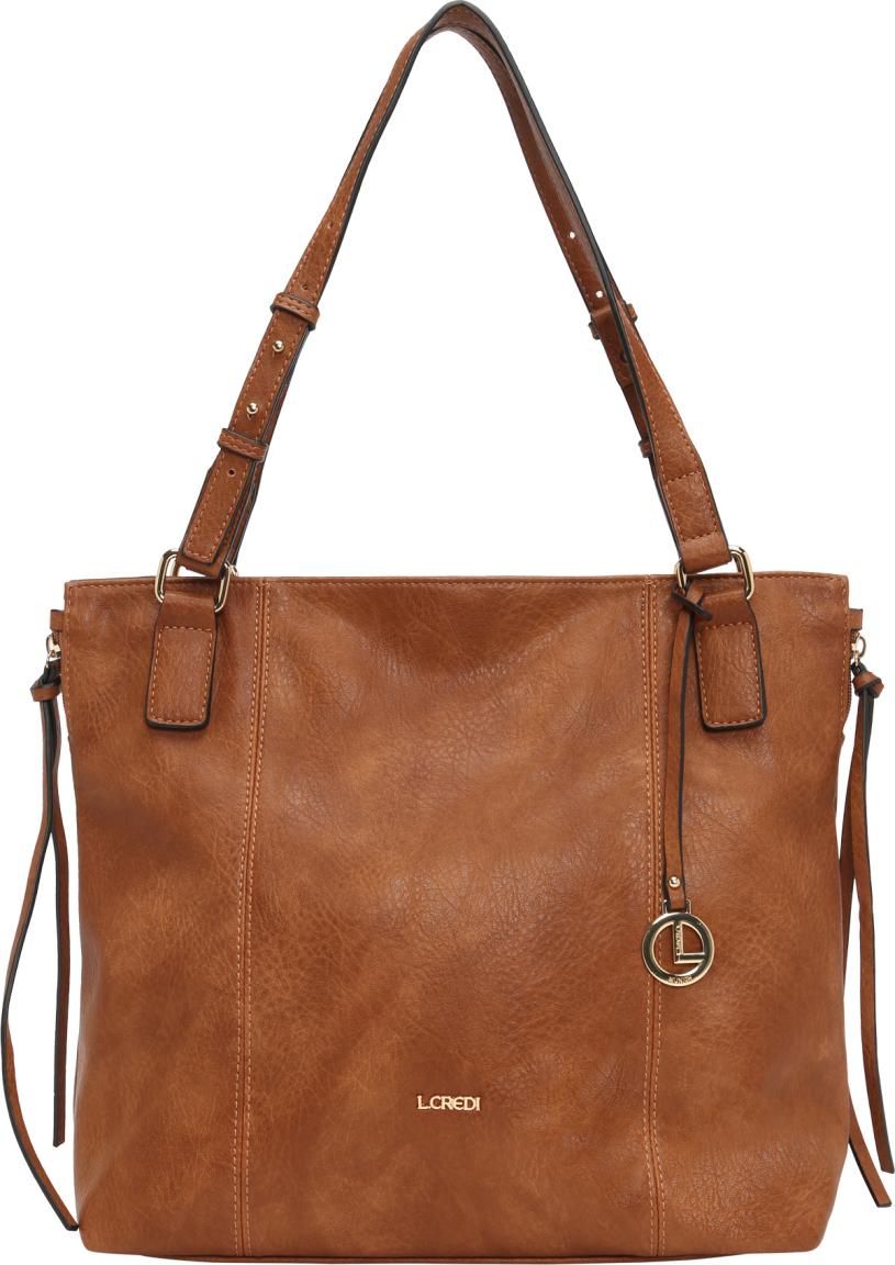 L.Credi Shoppertasche Jana Cognac braun Narbenstruktur