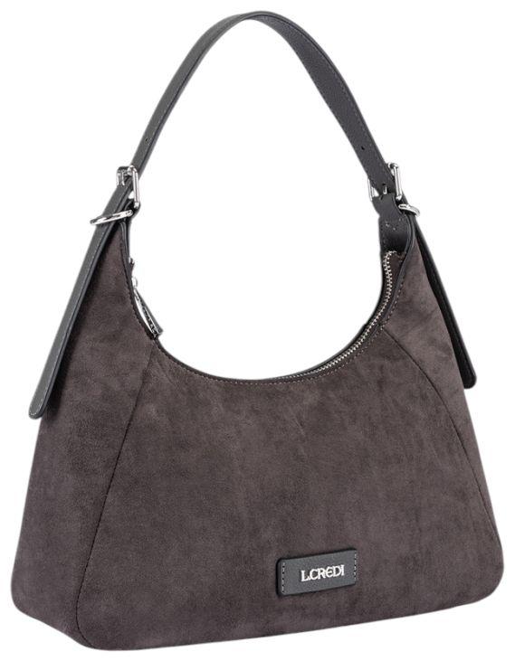 L.Credi Sophronia Schultertasche Veloursimitat Iron - Dunkelbraun