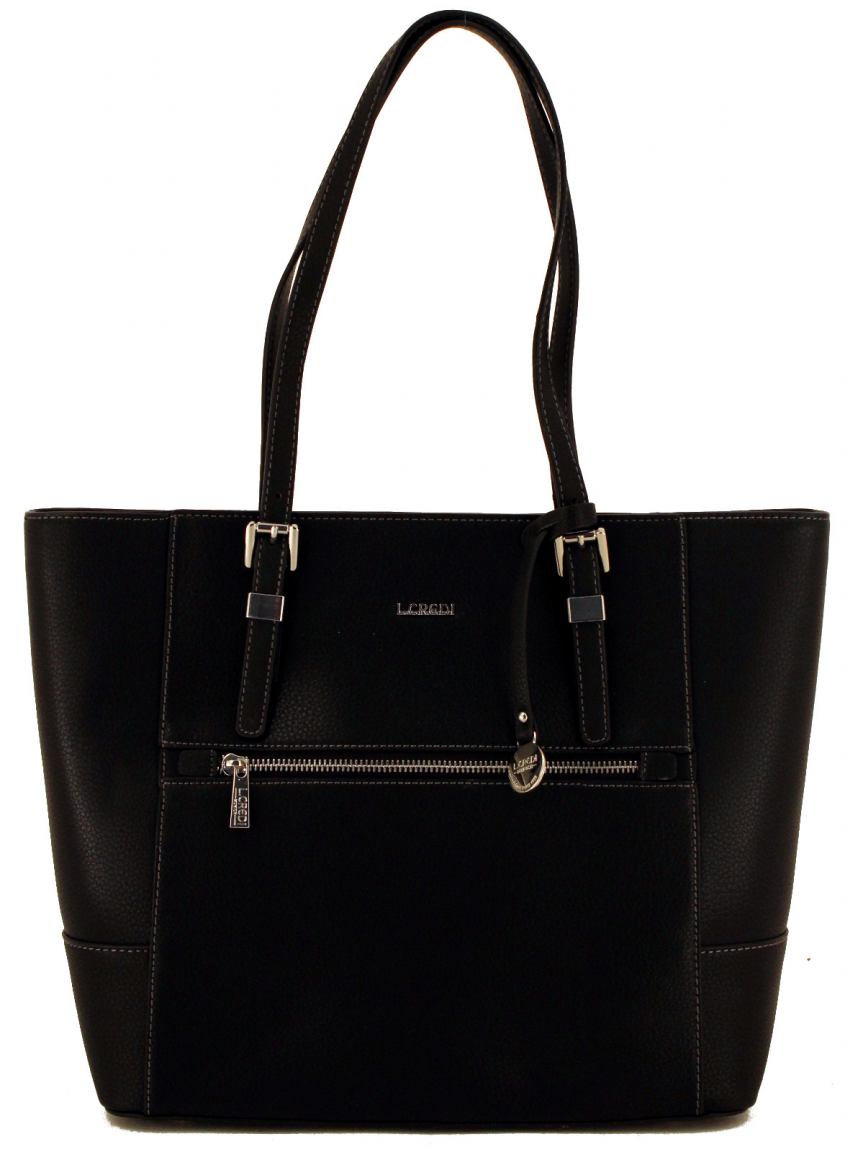 L.Credi Tivoli Shopper Synthetik Combi Schwarz Taupe