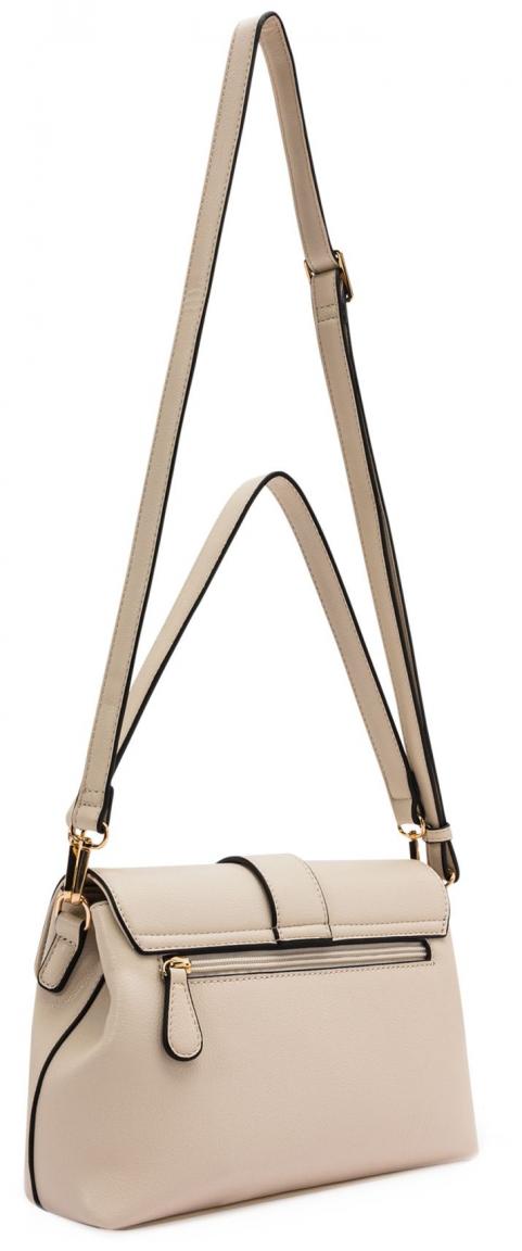 L.Credi Überschlagtasche mit Zierschnalle Onina Creme