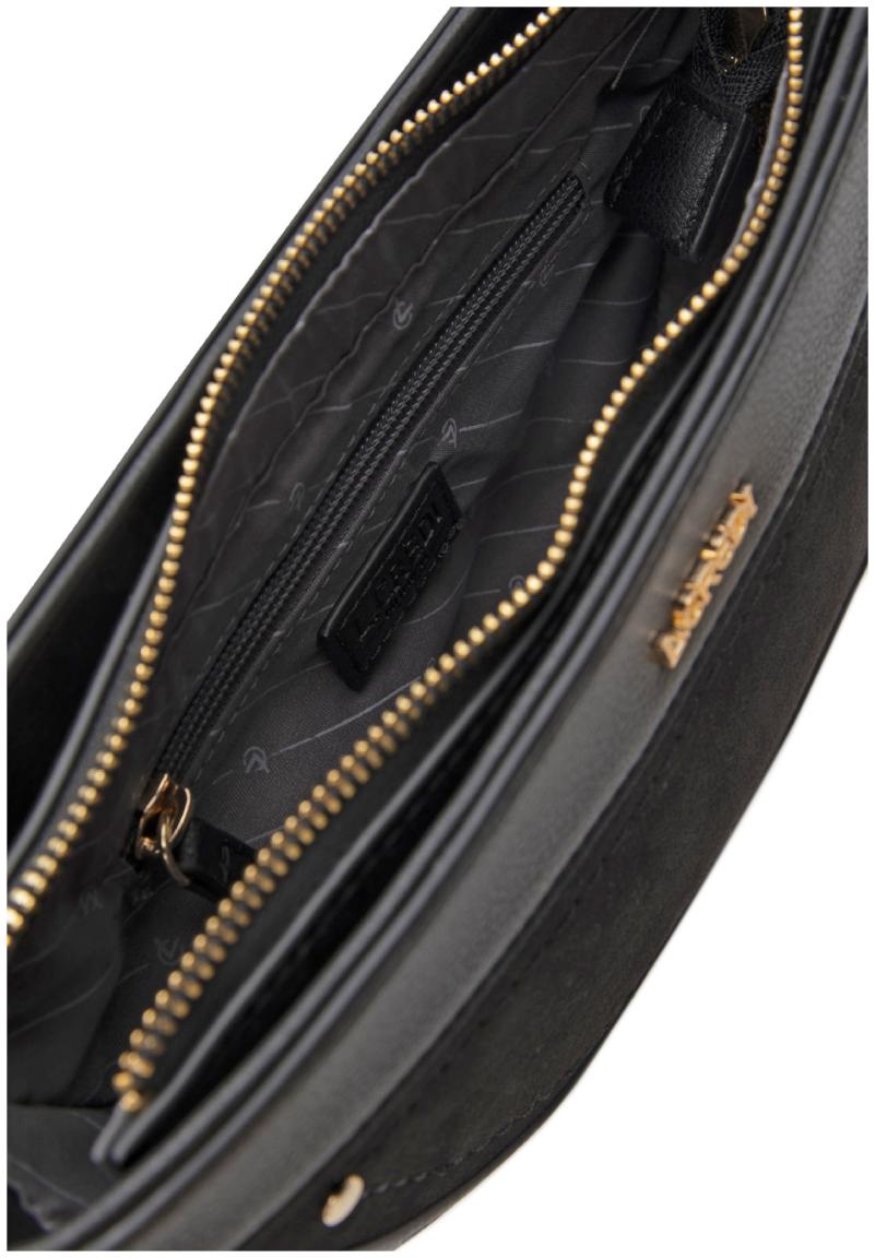 L.Credi Umhängetasche klassisch schwarz vegan Palmira Velours