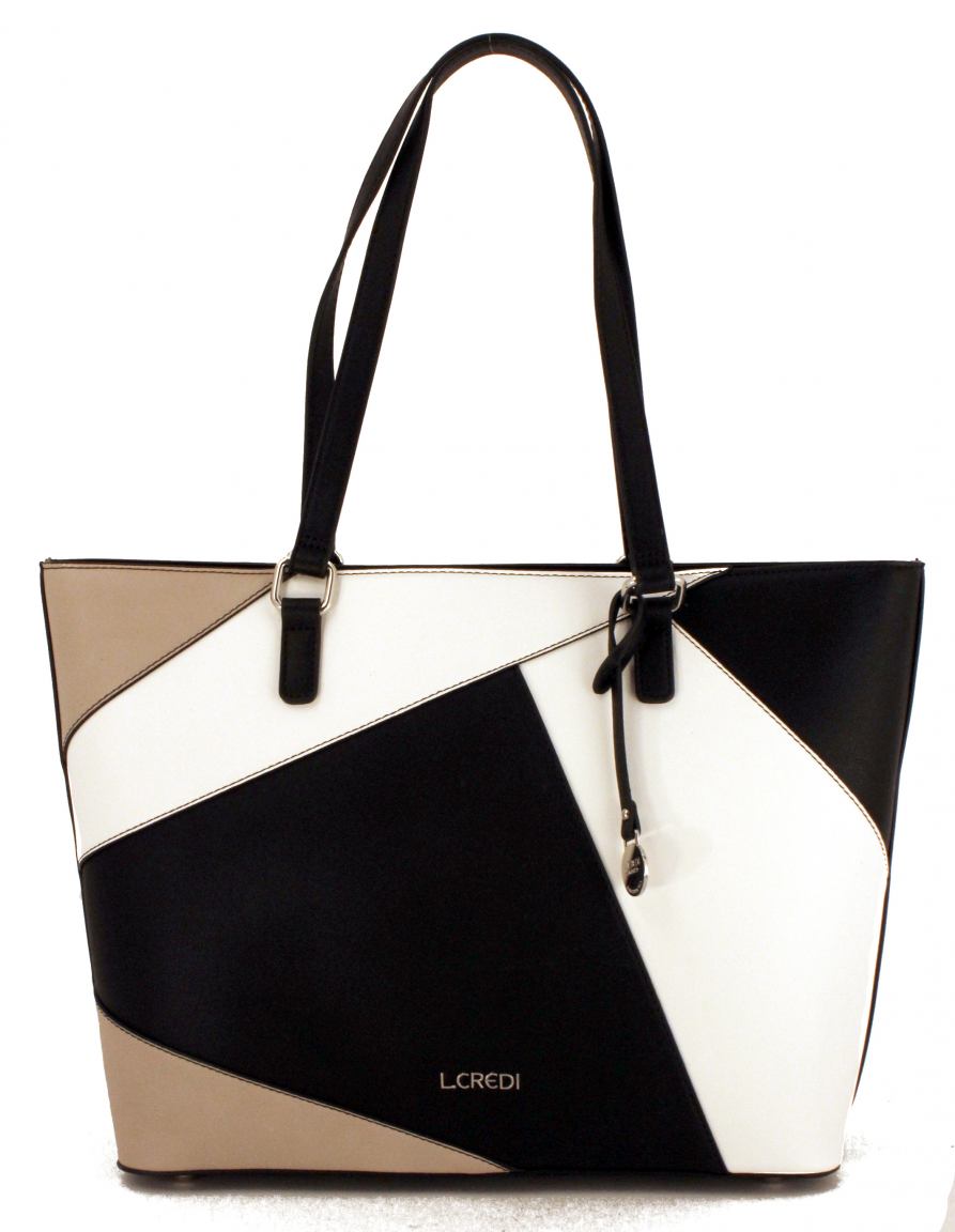 L.Credi Yvette Shoppertasche Synthetik Schwarz Weiß Beige