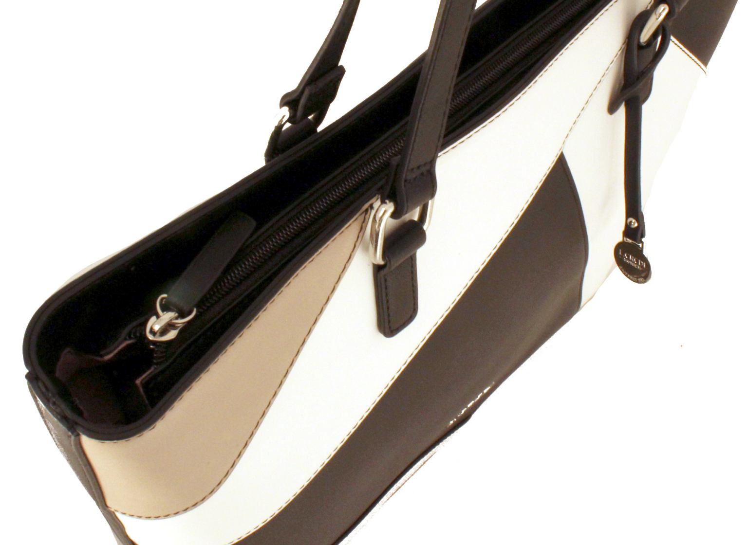 L.Credi Yvette Shoppertasche Synthetik Schwarz Weiß Beige