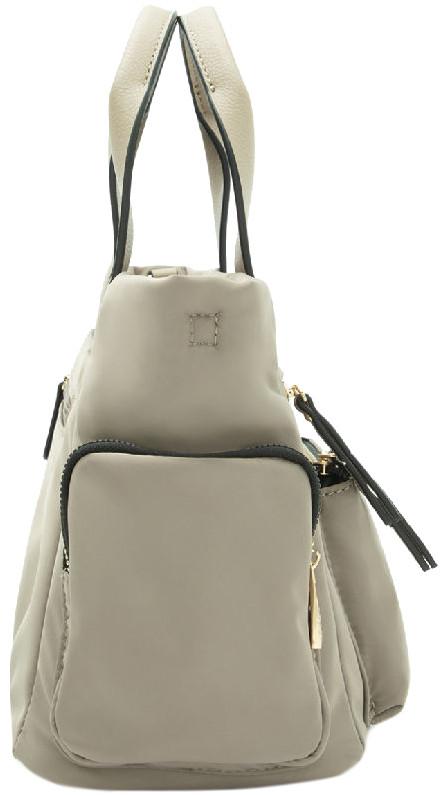 L.Credi beige Odeta Kurzgrifftasche Sand taupe Kontrast Materialmix