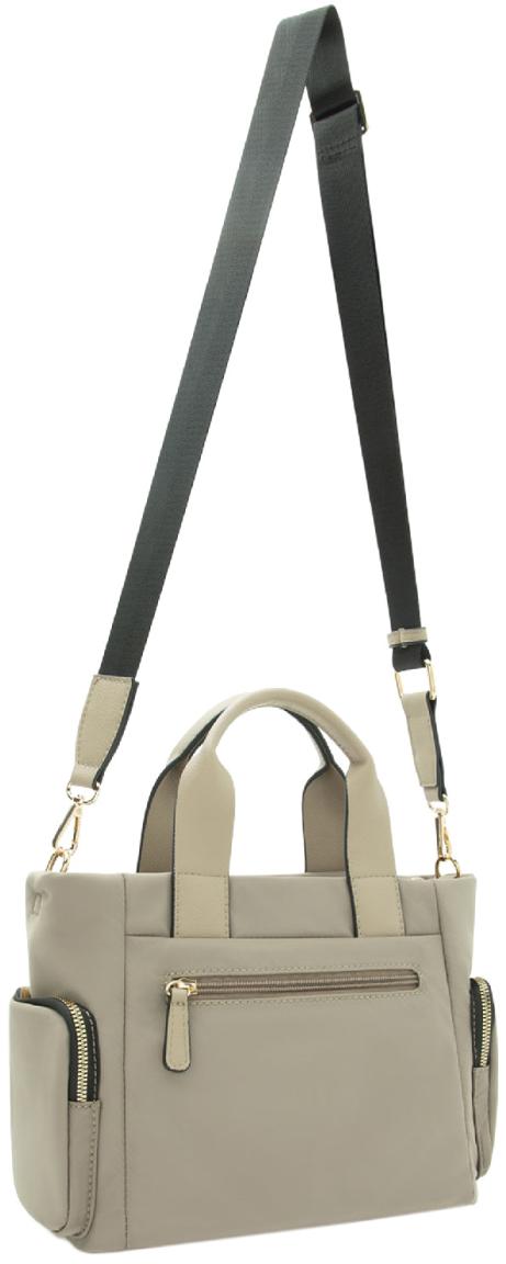 L.Credi beige Odeta Kurzgrifftasche Sand taupe Kontrast Materialmix