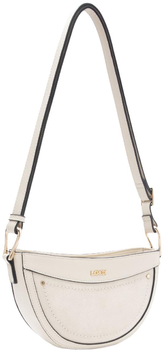 L.Credi halbrunde Handtasche Palmira creme Velours Ziernähte