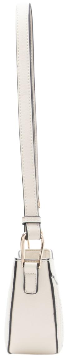 L.Credi halbrunde Handtasche Palmira creme Velours Ziernähte