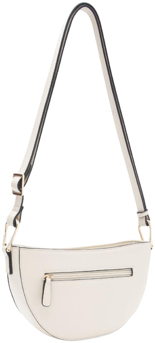 L.Credi halbrunde Handtasche Palmira creme Velours Ziernähte