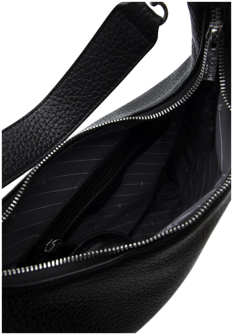 L.Credi klassisch schwarz Schultertasche genarbt Parmida vegan