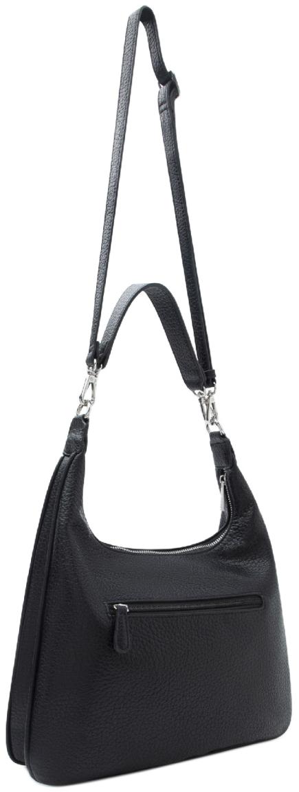 L.Credi klassisch schwarz Schultertasche genarbt Parmida vegan