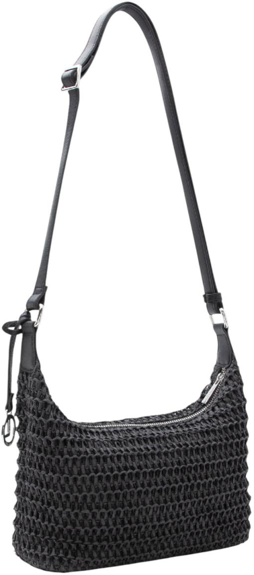 L.Credi kleine Basttasche Ramina schwarz vegan