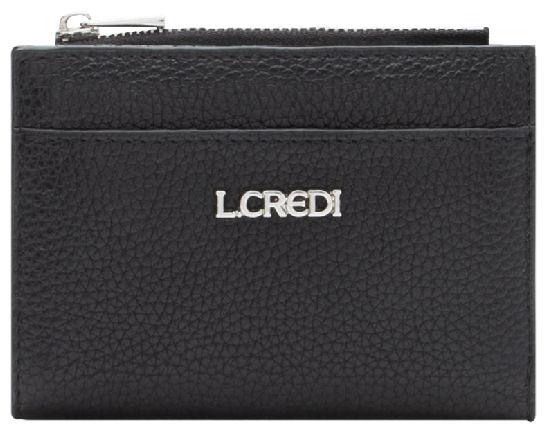 L.Credi kleine Börse RFID klappbar Perla schwarz vegan 