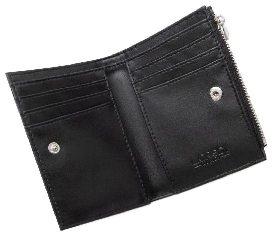 L.Credi kleine Börse RFID klappbar Perla schwarz vegan 