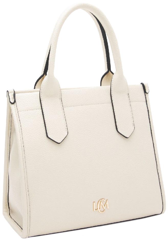 L.Credi kleine Kurzgrifftasche creme Phemia zweigeteilt Narbung