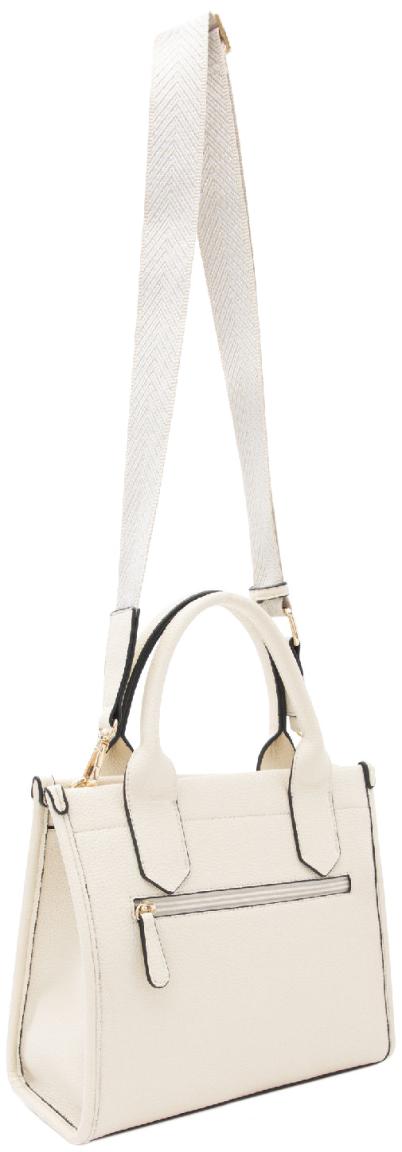 L.Credi kleine Kurzgrifftasche creme Phemia zweigeteilt Narbung