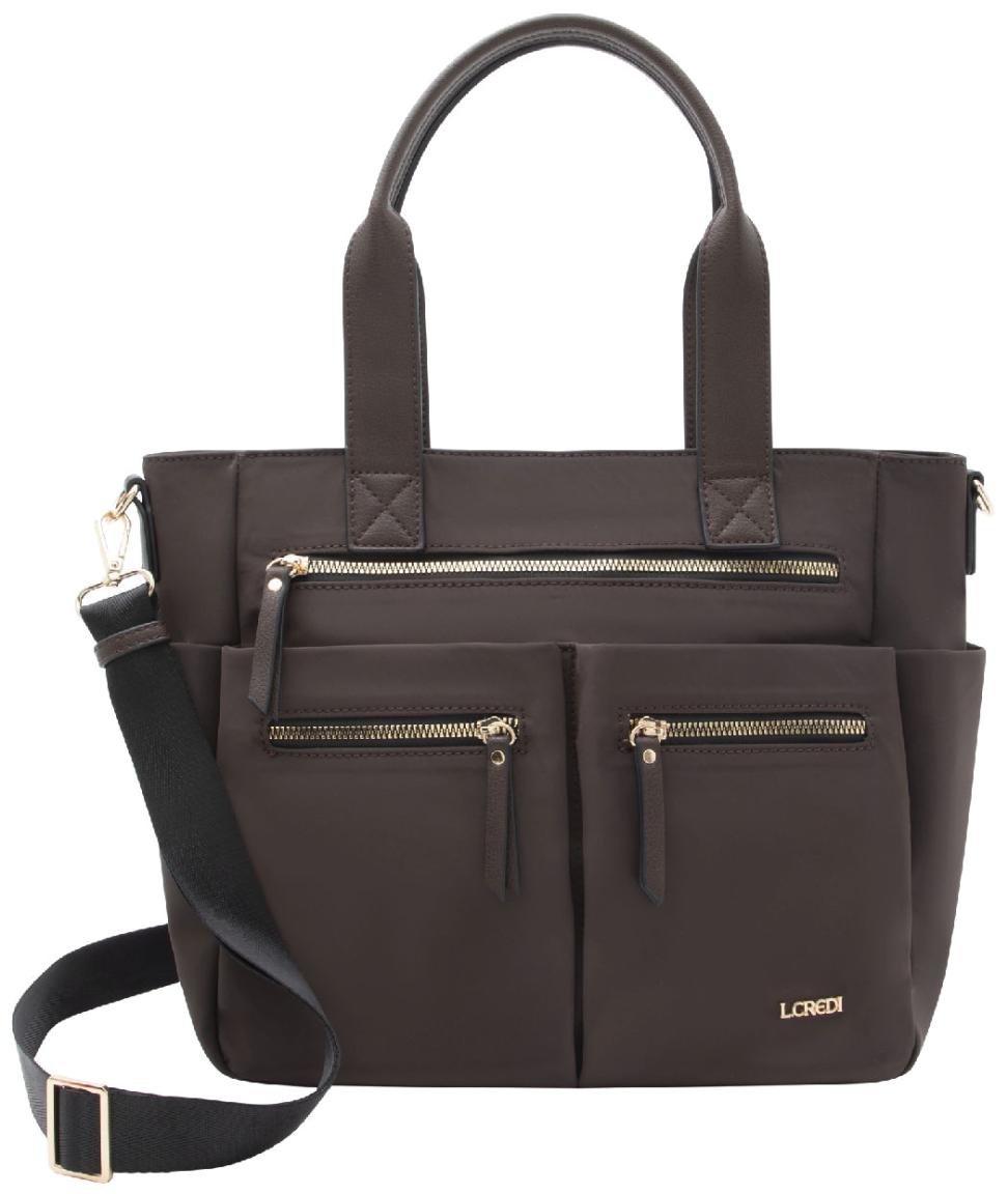 L.Credi kompakte Nylontasche Odeta Chocolate vegan dunkelbraun