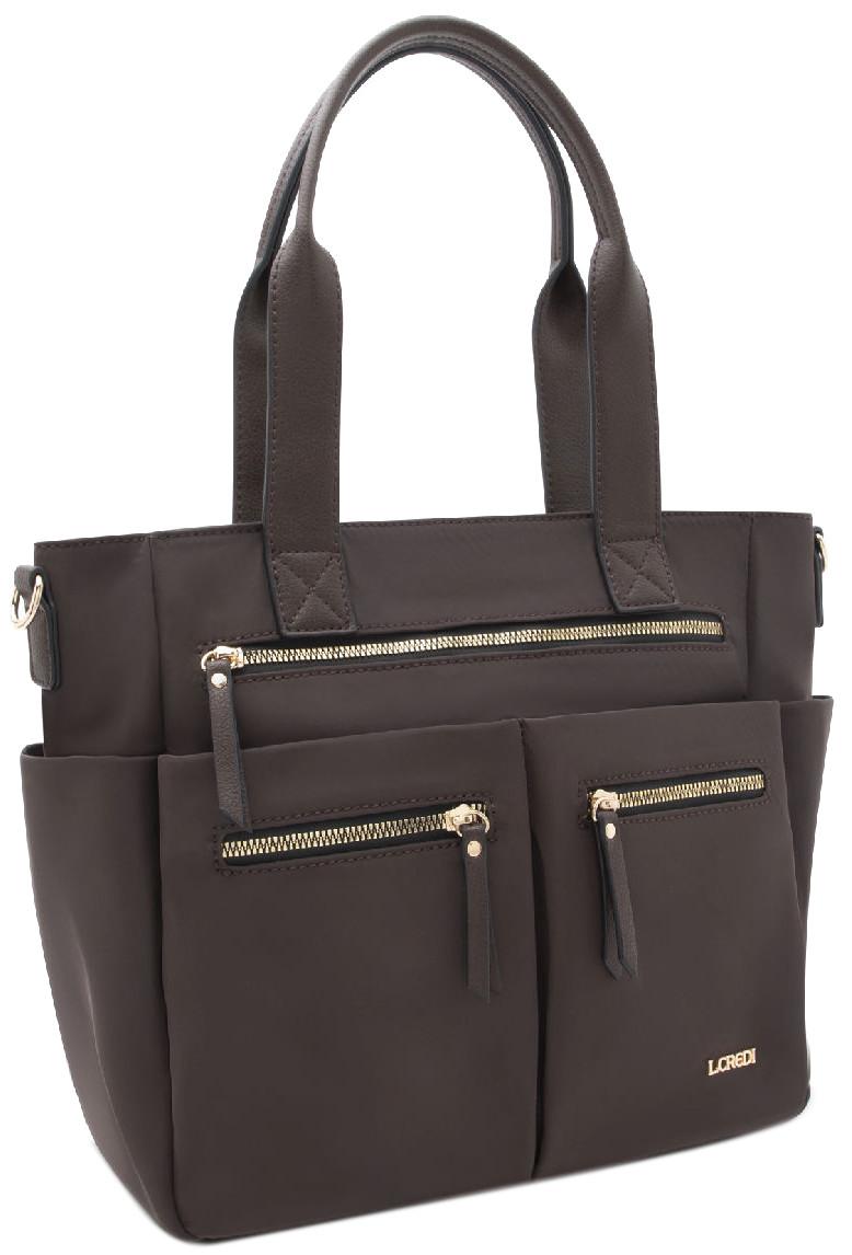 L.Credi kompakte Nylontasche Odeta Chocolate vegan dunkelbraun