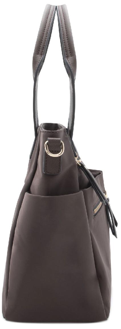 L.Credi kompakte Nylontasche Odeta Chocolate vegan dunkelbraun