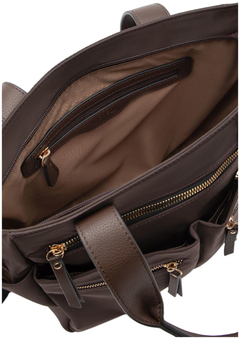 L.Credi kompakte Nylontasche Odeta Chocolate vegan dunkelbraun