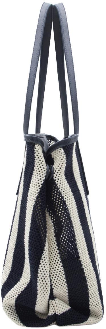 L.Credi raffinierte 2in1 Handtasche Rima maritim Meshoptik gestreift